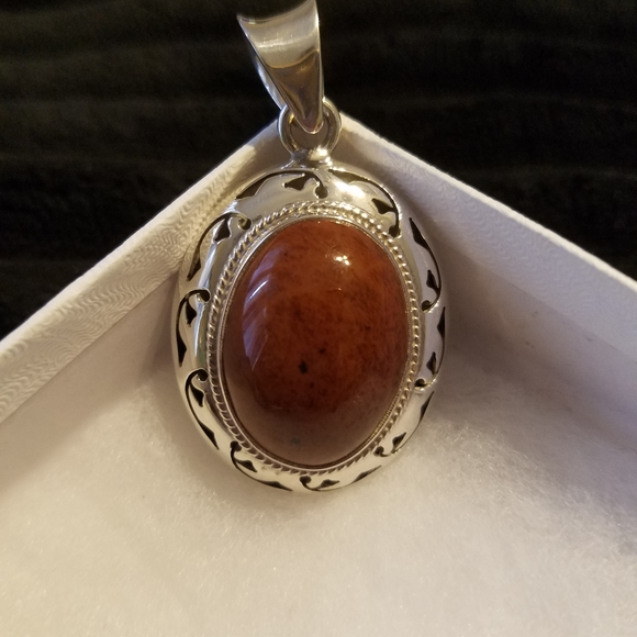 🏷Vtg Mahogany Obsidian Drop Pendant - Picture 5 of 6